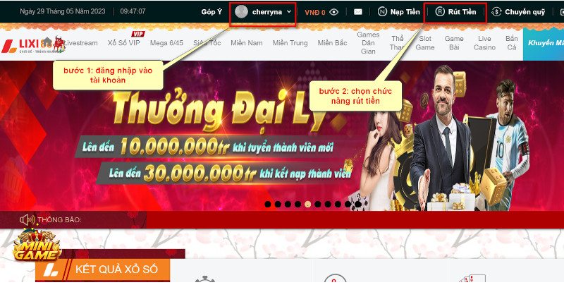 Cách Rút Tiền Đơn Giản Tại Trang Lixi88