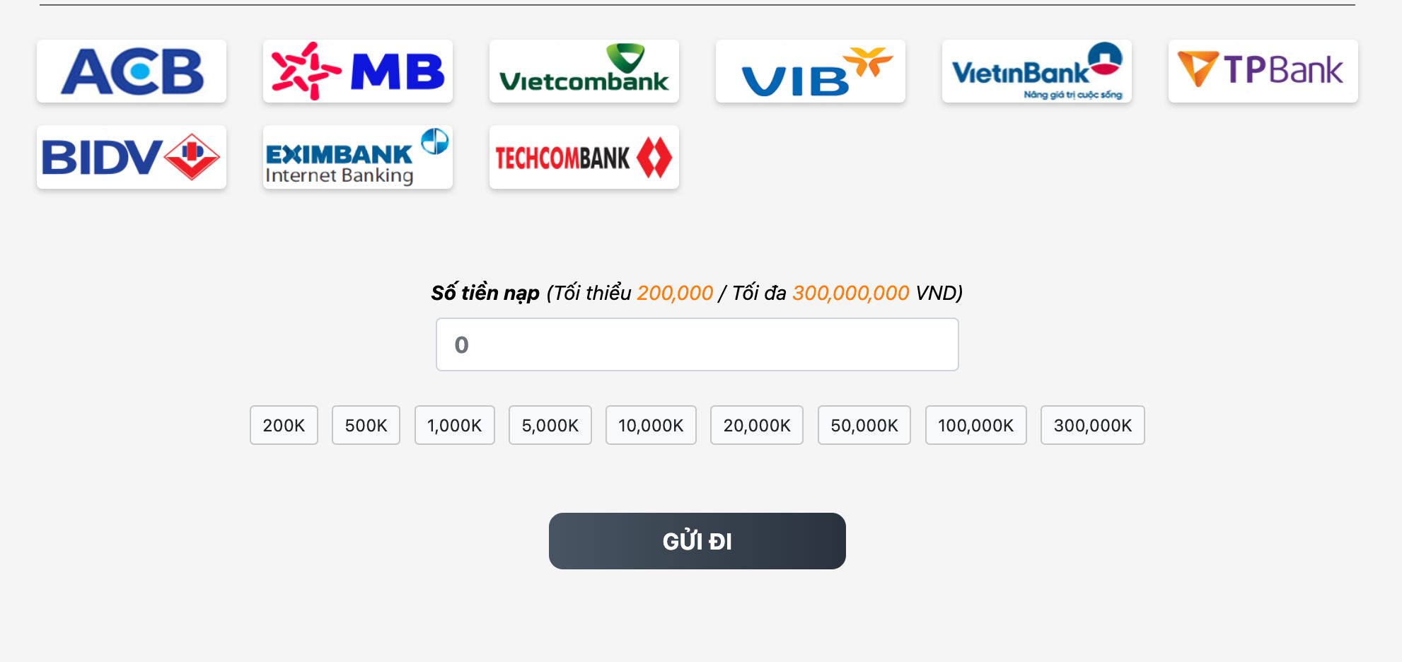 Giao diện nạp tiền Lixi88 khi tùy chọn vào Dragon Pay