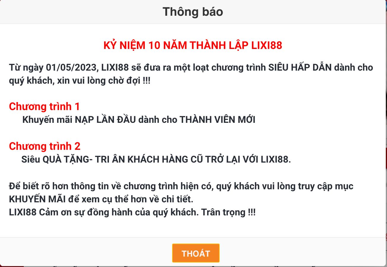 Thường xuyên theo dõi để cập nhật nhanh chóng các chương trình ưu đãi của nhà cái Lixi88.